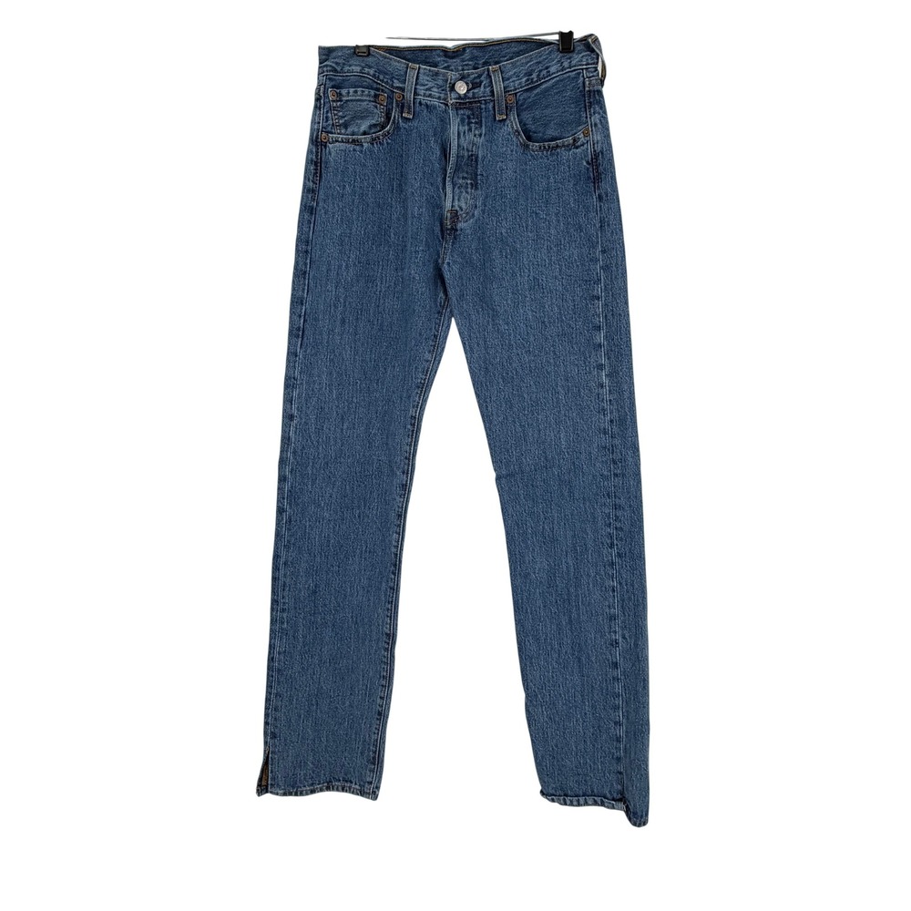 Levis 501 Original Fit Jeans Medium Wash Blue 30x34 Custom Split Hem Mens